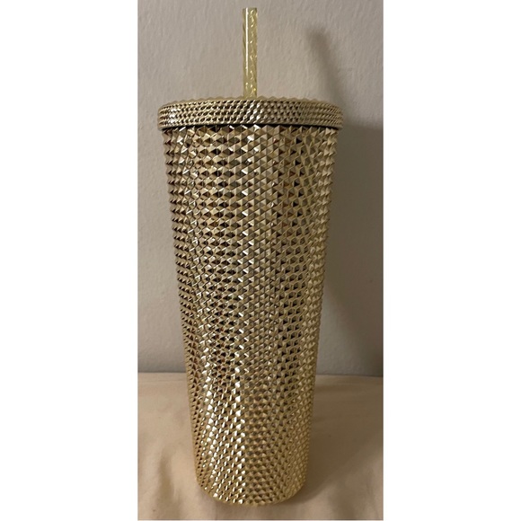 New Starbucks Gold Metallic Studded Bling Cold Cup Tumbler Holiday 2022 - Picture 2 of 2